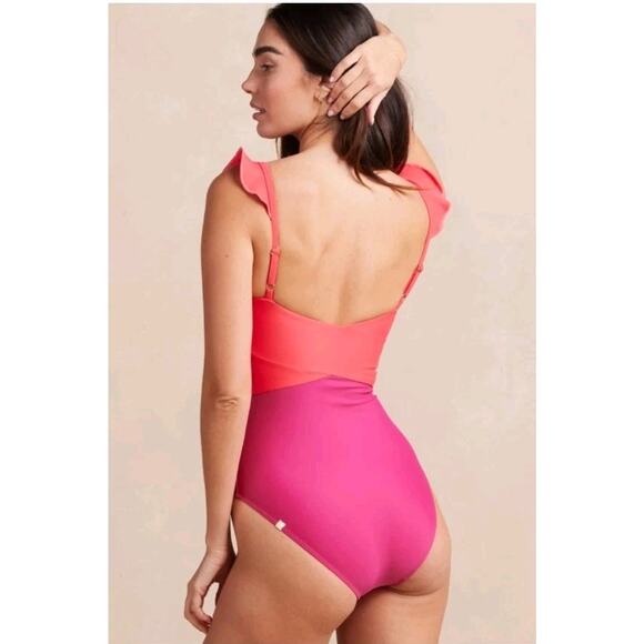 Summersalt Ruffle Oasis One-Piece Swimsuit Women’s 16 Summer Berry Spritz - Picture 2 of 8
